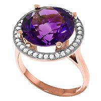 amethyst and diamond halo ring 60ct in 9ct rose gold