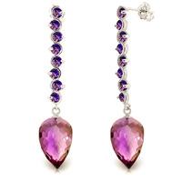 Amethyst Briolette Drop Earrings 22.1ctw in 9ct White Gold