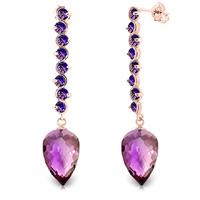 Amethyst Briolette Drop Earrings 22.1ctw in 9ct Rose Gold