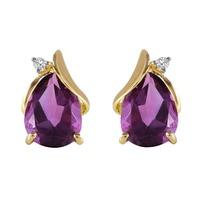 Amethyst and Diamond Stud Earrings 3.1ctw in 9ct Gold