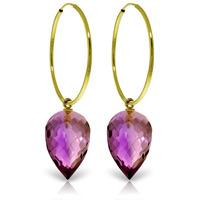 Amethyst Briolette Hoop Earrings 19.0ctw in 9ct Gold