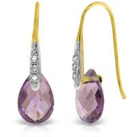 Amethyst and Diamond Drop Earrings 6.0ctw in 9ct Gold