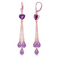 Amethyst Vestige Heart Drop Earrings 9.5ctw in 9ct Rose Gold