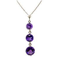 Amethyst Trinity Pendant Necklace 3.6ctw in 9ct Gold