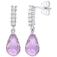 amethyst and diamond stem droplet earrings 45ctw in 9ct white gold