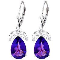 amethyst and white topaz drop earrings 130ctw in 9ct white gold