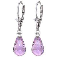 Amethyst and Diamond Droplet Earrings 4.5ctw in 9ct White Gold