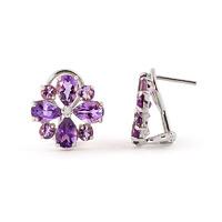 Amethyst Sunflower Stud Earrings 4.85ctw in 9ct White Gold