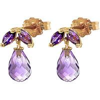 Amethyst Snowdrop Briolette Stud Earrings 3.4ctw in 9ct Gold