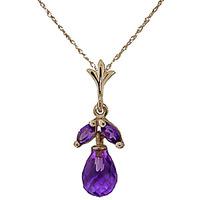 Amethyst Snowdrop Briolette Pendant Necklace 1.7ctw in 9ct Gold