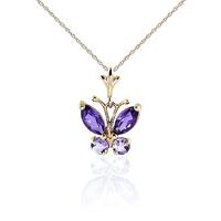 amethyst butterfly pendant necklace 06ctw in 9ct gold