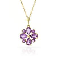 Amethyst Sunflower Pendant Necklace 2.43ctw in 9ct Gold