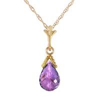 Amethyst Droplet Briolette Pendant Necklace 2.5ct in 9ct Gold