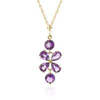 Amethyst Blossom Pendant Necklace 3.15ctw in 9ct Gold