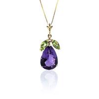 Amethyst and Peridot Pendant Necklace 6.5ctw in 9ct Gold