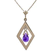 Amethyst Kite Briolette Pendant Necklace 0.7ct in 9ct Gold