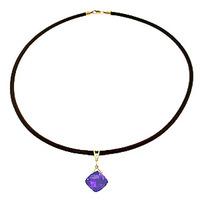 Amethyst and Diamond Leather Pendant Necklace 8.75ct in 9ct Gold