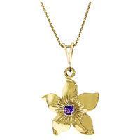 Amethyst Flower Star Pendant Necklace 0.1ct in 9ct Gold