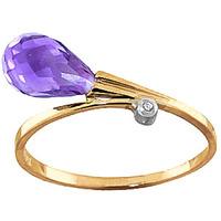 Amethyst and Diamond Droplet Ring 1.5ct in 9ct Gold