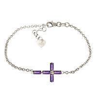 amethyst adjustable cross bracelet 115ctw in 9ct white gold