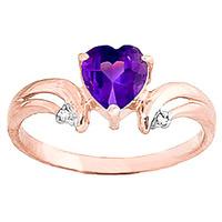 amethyst and diamond ring 095ct in 9ct rose gold