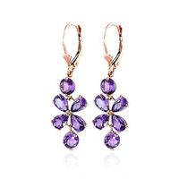 Amethyst Blossom Drop Earrings 5.32ctw in 9ct Rose Gold