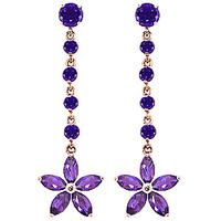 Amethyst Daisy Chain Drop Earrings 4.8ctw in 9ct Rose Gold