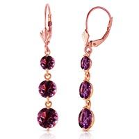 Amethyst Trinity Drop Earrings 7.2ctw in 9ct Rose Gold