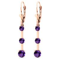 Amethyst Bar Drop Earrings 2.5ctw in 9ct Rose Gold