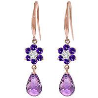 Amethyst and Diamond Daisy Chain Drop Earrings 5.45ctw in 9ct Rose Gold