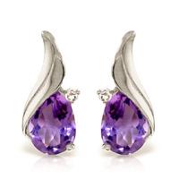 Amethyst and Diamond Stud Earrings 3.1ctw in 9ct White Gold