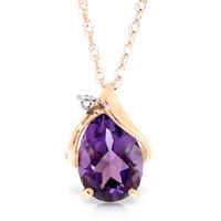 Amethyst and Diamond Pendant Necklace 1.5ct in 9ct Rose Gold