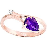 amethyst and diamond ring 082ct in 9ct rose gold