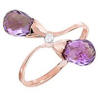 Amethyst and Diamond Duo Ring 2.5ctw in 9ct Rose Gold