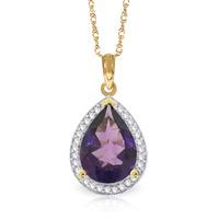 Amethyst and Diamond Halo Pendant Necklace 3.25ct in 9ct Gold