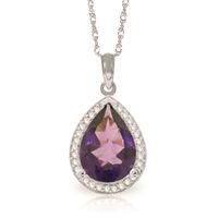 Amethyst and Diamond Halo Pendant Necklace 3.25ct in 9ct White Gold