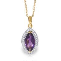 Amethyst and Diamond Halo Pendant Necklace 1.65ct in 9ct Gold