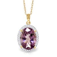 Amethyst and Diamond Halo Pendant Necklace 5.1ct in 9ct Gold