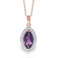 Amethyst and Diamond Halo Pendant Necklace 1.65ct in 9ct Rose Gold