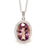 amethyst and diamond halo pendant necklace 51ct in 9ct white gold