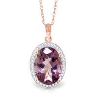 Amethyst and Diamond Halo Pendant Necklace 5.1ct in 9ct Rose Gold