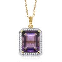 Amethyst and Diamond Halo Pendant Necklace 5.6ct in 9ct Gold