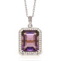 Amethyst and Diamond Halo Pendant Necklace 5.6ct in 9ct White Gold