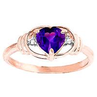 amethyst and diamond ring 095ct in 9ct rose gold