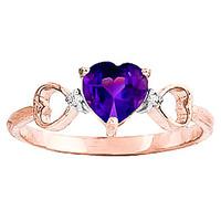 amethyst and diamond trinity ring 095ct in 9ct rose gold