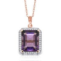 Amethyst and Diamond Halo Pendant Necklace 5.6ct in 9ct Rose Gold