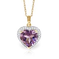 Amethyst and Diamond Halo Pendant Necklace 3.1ct in 9ct Gold