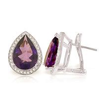 Amethyst and Diamond French Clip Halo Earrings 6.5ctw in 9ct White Gold