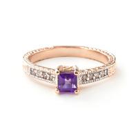 Amethyst and Diamond Shoulder Set Ring 0.5ct in 9ct Rose Gold