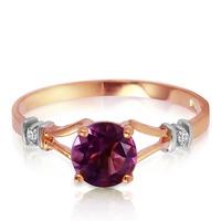 amethyst and diamond aspire ring 09ct in 9ct rose gold